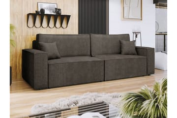 Hobson Bäddsoffa 3-sits i Plysch - Grå - Möbler - Soffa - Bäddsoffa