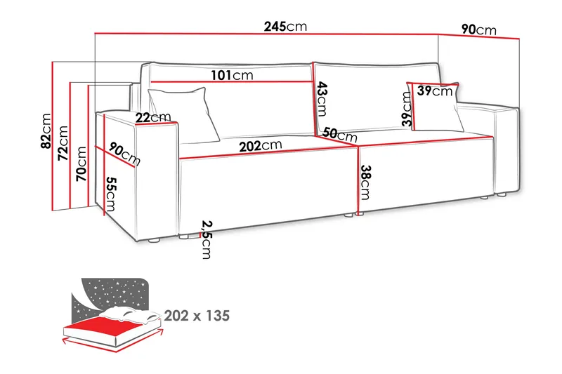 Hobson Soffa 3-sits - Mörkgrå - Möbler - Soffa - 3 sits soffa