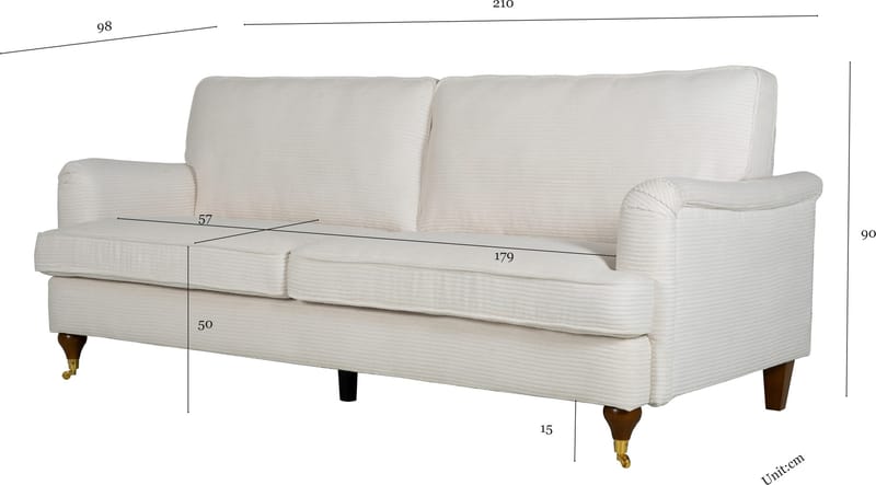 Howard 3-sits soffa - Beige manchester - Beige - Möbler - Soffa - Howardsoffor