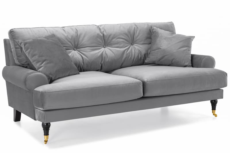 Andrew 2-sits Sammetssoffa - Ljusgrå - Möbler - Soffa - Howardsoffor