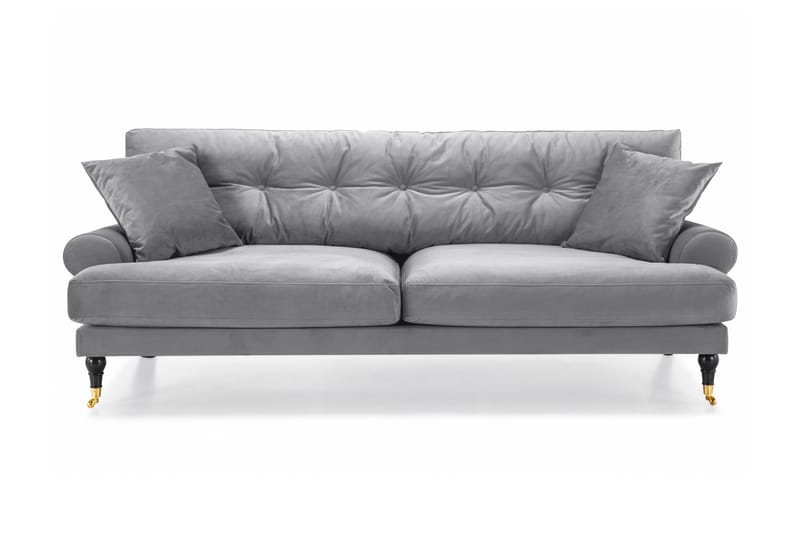 Andrew 3-sits Sammetssoffa - Ljusgrå - Möbler - Soffa - Howardsoffor