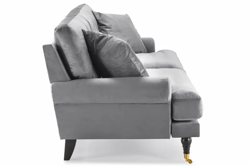 Andrew 3-sits Sammetssoffa - Ljusgrå - Möbler - Soffa - 3 sits soffa