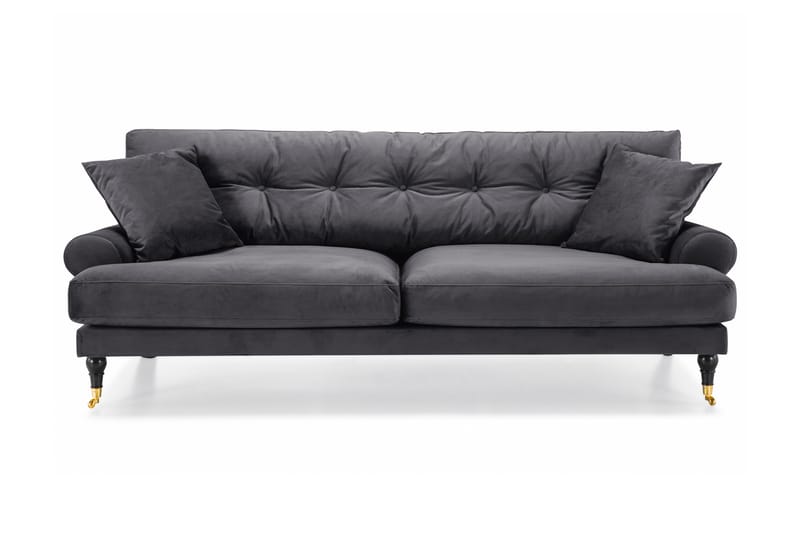 Andrew 3-sits Sammetssoffa - Mörkgrå - Möbler - Soffa - Howardsoffor