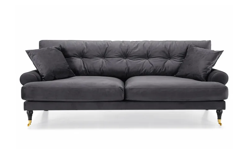 Andrew 3-sits Sammetssoffa - Mörkgrå - Möbler - Soffa - 3 sits soffa