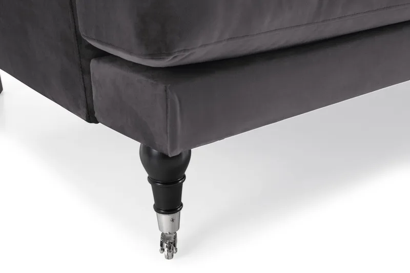 Andrew 3-sits Sammetssoffa - Mörkgrå - Möbler - Soffa - 3 sits soffa