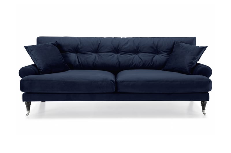 Andrew Sammetssoffa 3-sits - Midnattsblå/Krom - Howardsoffor - Sammetssoffa - 3 sits soffa