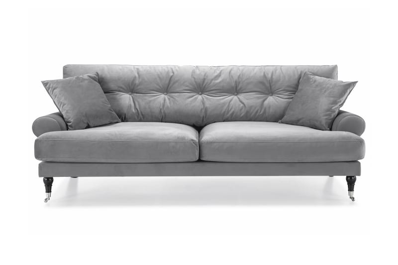 Andrew Sammetssoffa 3-sits - Silvergrå/Krom - Howardsoffor - Sammetssoffa - 3 sits soffa
