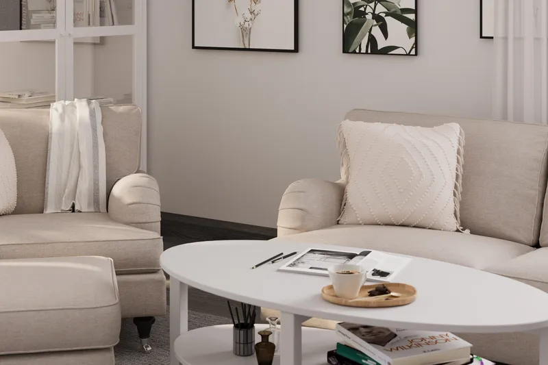 Howard Classic 2-sits Svängd Tygsoffa - Beige - Möbler - Soffa - Howardsoffor