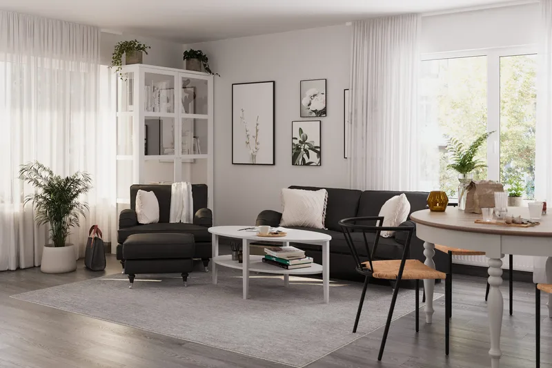 Howard Classic 2-sits Svängd Tygsoffa - Mörkgrå - Möbler - Soffa - Howardsoffor