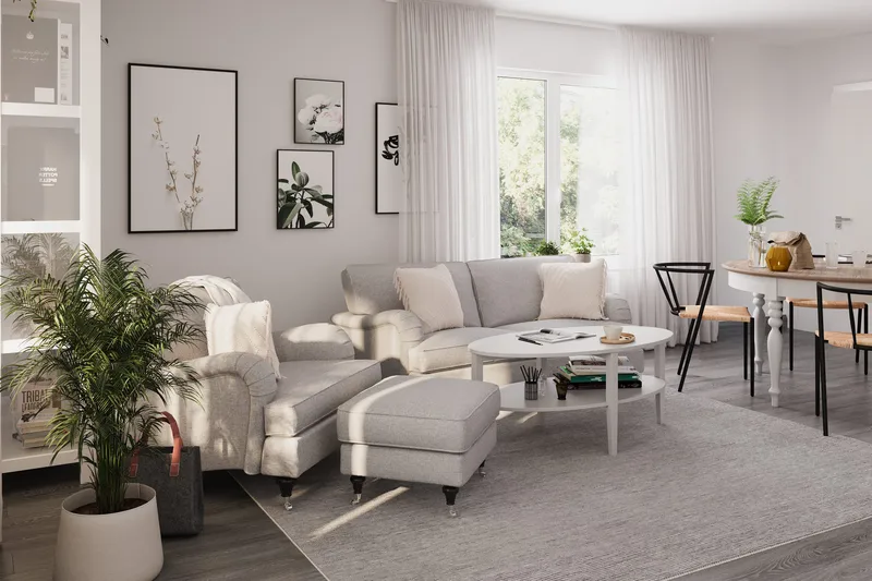 Howard Classic 3-sits Svängd Tygsoffa - Grå - Möbler - Soffa - Howardsoffor