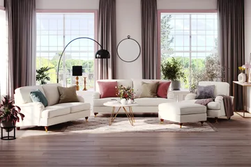 Howard Lyx 2-sits Sammetssoffa - Krämvit - Möbler - Soffa - Howardsoffor