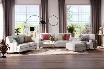 Howard Lyx 2-sits Tygsoffa - Ljusgrå - Möbler - Soffa - Howardsoffor