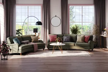 Howard Lyx 3-sits Svängd Manchestersoffa - Mörkgrön - Möbler - Soffa - Howardsoffor