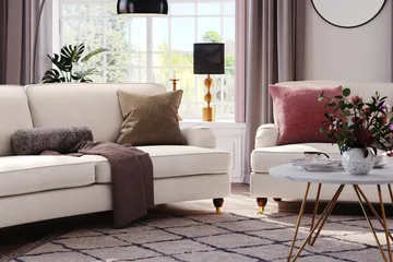 Howard Lyx 3-sits Svängd Sammetssoffa - Krämvit - Möbler - Soffa - Howardsoffor