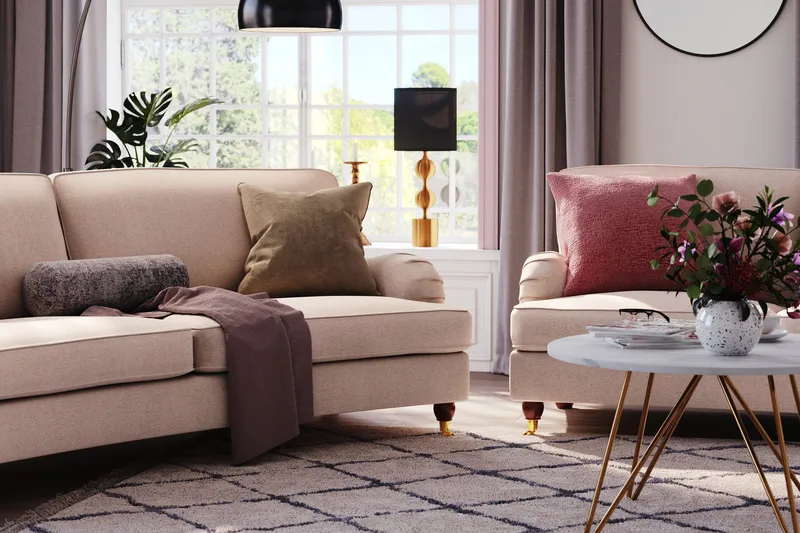 Howard Lyx 3-sits Svängd Tygsoffa - Beige - Möbler - Soffa - Howardsoffor