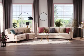 Howard Lyx 3-sits Svängd Tygsoffa - Beige - Möbler - Soffa - Howardsoffor