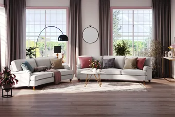 Howard Lyx 3-sits Svängd Tygsoffa - Ljusgrå - Möbler - Soffa - Howardsoffor