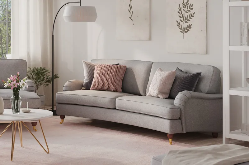 Howard Lyx 3-sits Svängd Tygsoffa - Ljusgrå - Möbler - Soffa - Howardsoffor