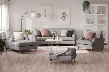 Howard Lyx 3-sits Svängd Tygsoffa - Ljusgrå - Möbler - Soffa - Howardsoffor