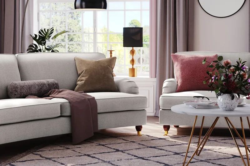 Howard Lyx 3-sits Svängd Tygsoffa - Ljusgrå - Möbler - Soffa - Howardsoffor