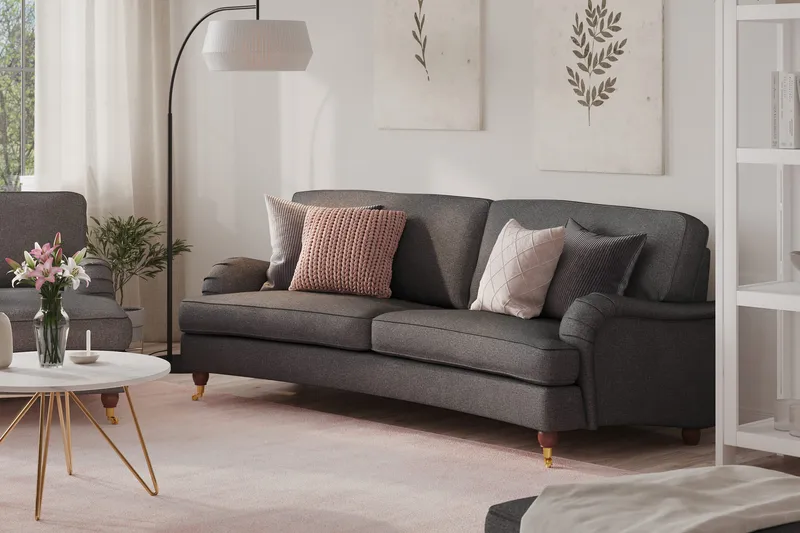 Howard Lyx 3-sits Svängd Tygsoffa - Mörkgrå - Möbler - Soffa - Howardsoffor