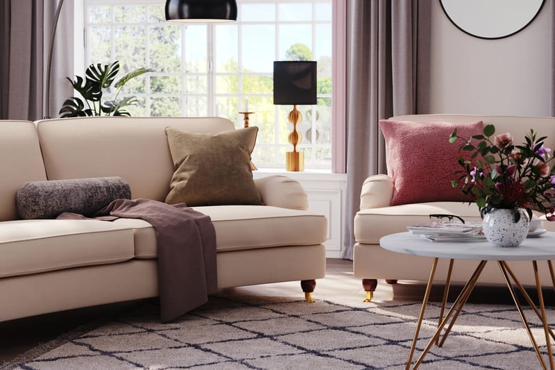 Howard Lyx 4-sits Svängd Manchestersoffa - Beige - Möbler - Soffa - Howardsoffor