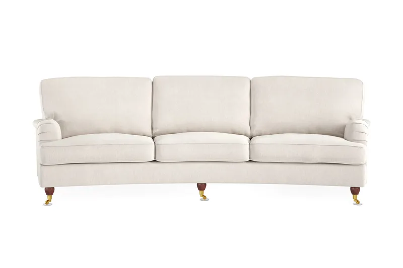 Howard Lyx 4-sits Svängd Sammetssoffa, Krämvit