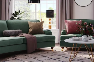 Howard Lyx 4-sits Svängd Sammetssoffa - Mörkgrön - Möbler - Soffa - Howardsoffor