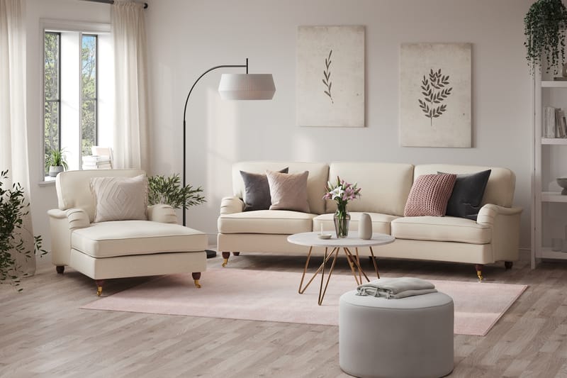 Howard Lyx 4-sits Svängd Tygsoffa - Beige - Möbler - Soffa - Howardsoffor