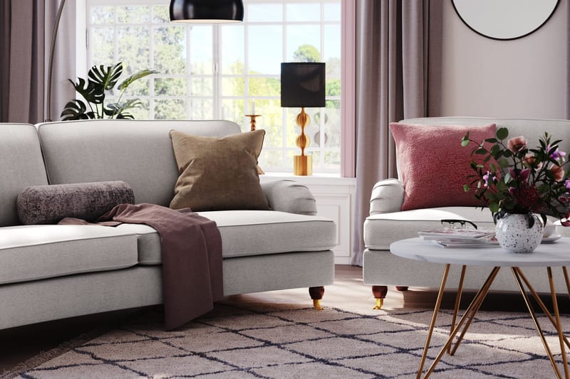 Howard Lyx 4-sits Svängd Tygsoffa - Ljusgrå - Möbler - Soffa - Howardsoffor