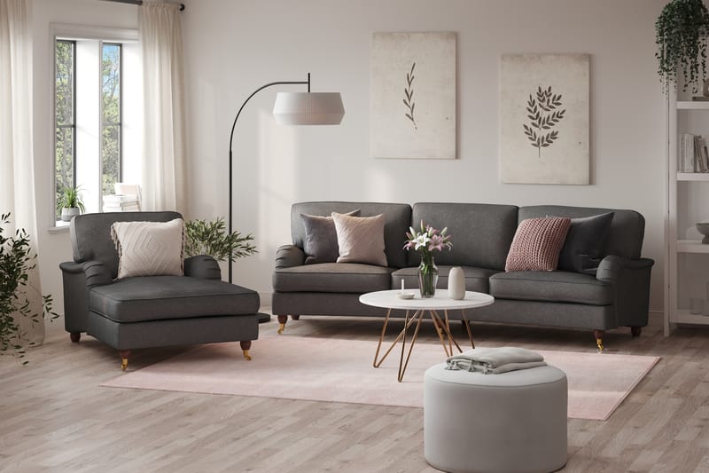 Howard Lyx 4-sits Svängd Tygsoffa - Mörkgrå - Möbler - Soffa - Howardsoffor