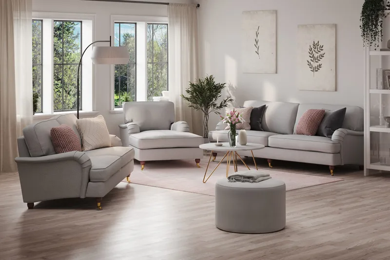 Howard Lyx 4-sits Tygsoffa - Ljusgrå - Möbler - Soffa - Howardsoffor