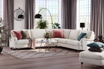 Howard Lyx 6-sits Högervänd L-formad Hörnsoffa i Bouclé - Vit - Möbler - Soffa - Howardsoffor