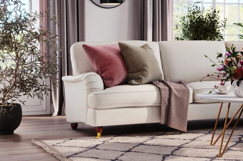 Howard Lyx 6-sits Högervänd L-formad Hörnsoffa i Sammet - Krämvit - Möbler - Soffa - Howardsoffor