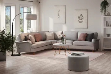 Howard Lyx 6-sits Högervänd L-formad Hörnsoffa i Tyg - Ljusgrå - Möbler - Soffa - Howardsoffor