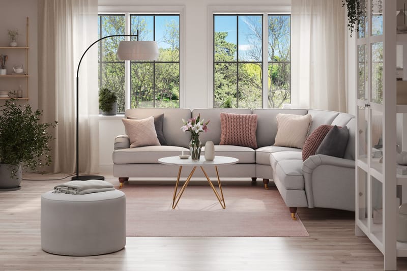 Howard Lyx 6-sits Högervänd L-formad Hörnsoffa i Tyg - Ljusgrå - Möbler - Soffa - Howardsoffor