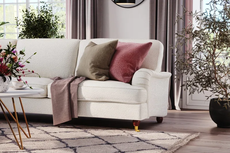 Howard Lyx 6-sits Vänstervänd L-formad Hörnsoffa i Bouclé - Vit - Möbler - Soffa - Howardsoffor