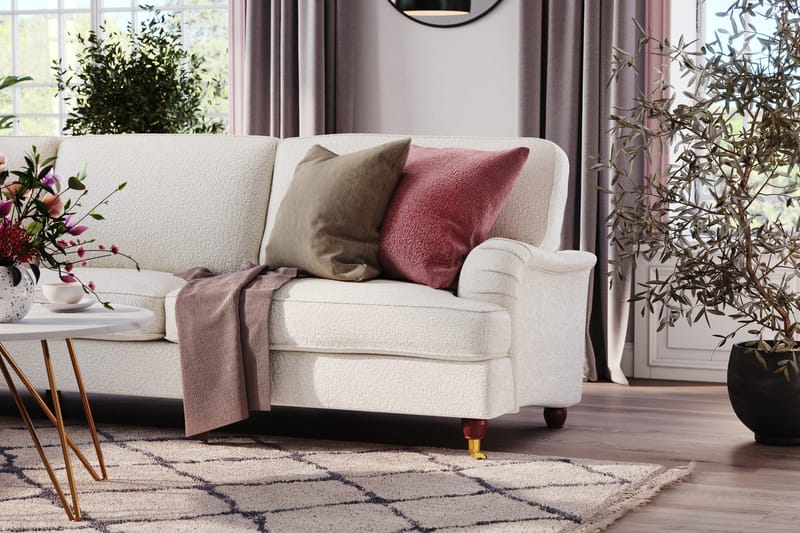 Howard Lyx 6-sits Vänstervänd L-formad Hörnsoffa i Bouclé - Vit - Möbler - Soffa - Howardsoffor