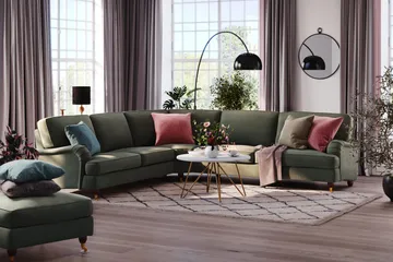 Howard Lyx 6-sits Vänstervänd L-formad Hörnsoffa i Manchester - Mörkgrön - Möbler - Soffa - Howardsoffor