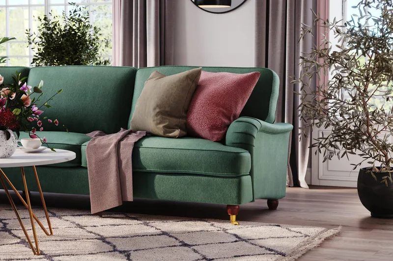 Howard Lyx 6-sits Vänstervänd L-formad Hörnsoffa i Sammet - Mörkgrön - Möbler - Soffa - Howardsoffor