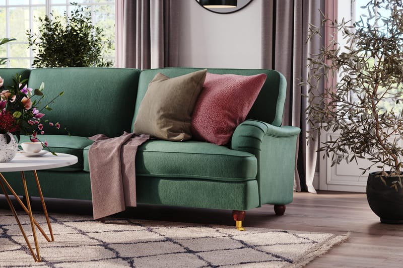 Howard Lyx 6-sits Vänstervänd L-formad Hörnsoffa i Sammet - Mörkgrön - Möbler - Soffa - Howardsoffor