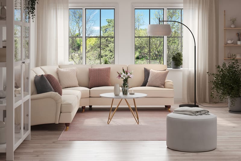 Howard Lyx 6-sits Vänstervänd L-formad Hörnsoffa i Tyg - Beige - Möbler - Soffa - Howardsoffor