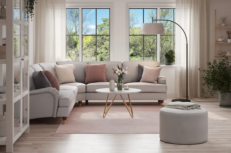 Howard Lyx 6-sits Vänstervänd L-formad Hörnsoffa i Tyg - Ljusgrå - Möbler - Soffa - Howardsoffor