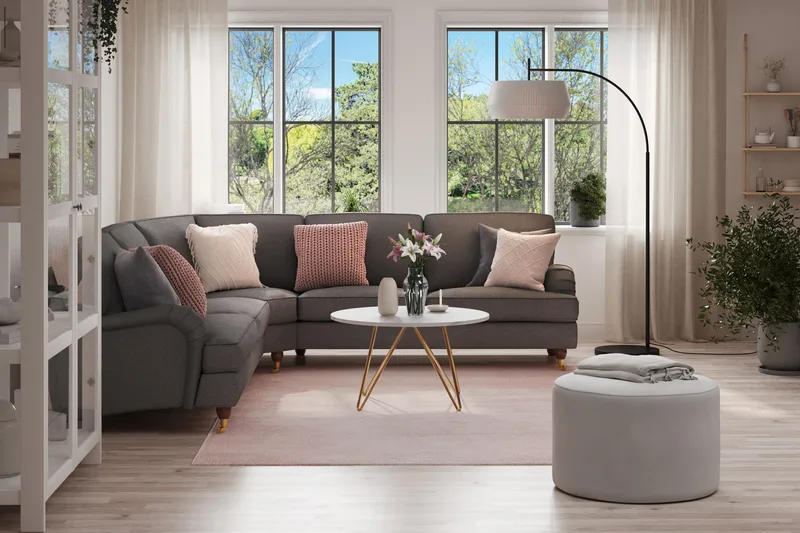 Howard Lyx 6-sits Vänstervänd L-formad Hörnsoffa i Tyg - Mörkgrå - Möbler - Soffa - Howardsoffor