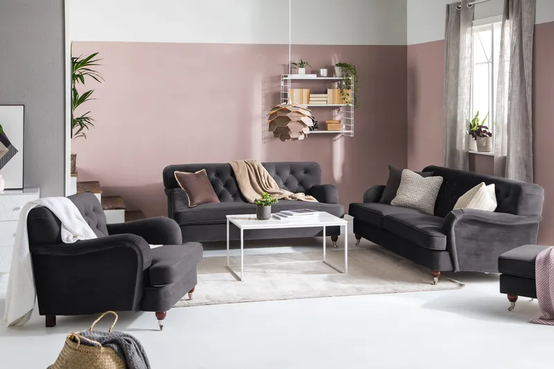 Howard Riviera 2-sits Sammetssoffa - Mörkgrå - Möbler - Soffa - Howardsoffor