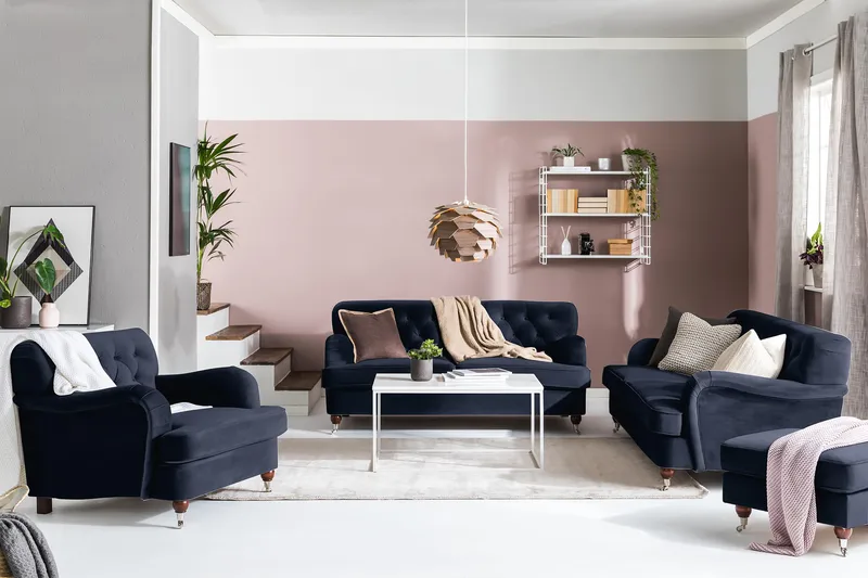 Howard Riviera 3-sits Sammetssoffa - Blå - Möbler - Soffa - Howardsoffor