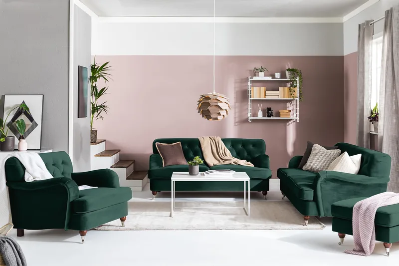 Howard Riviera 3-sits Sammetssoffa - Grön - Möbler - Soffa - Howardsoffor