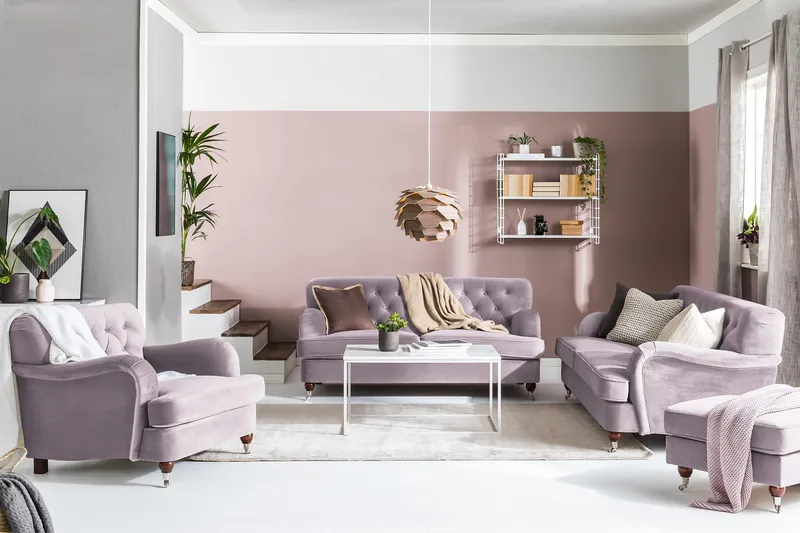 Howard Riviera 3-sits Sammetssoffa - Lila - Möbler - Soffa - Howardsoffor