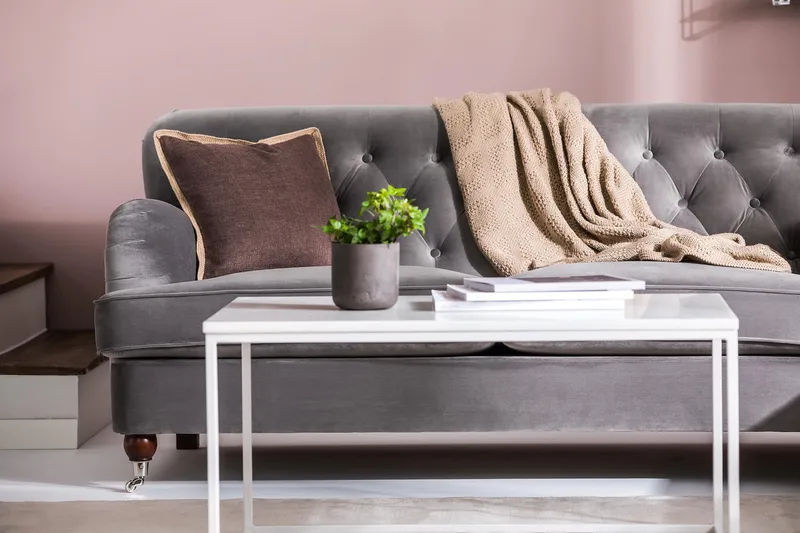 Howard Riviera 3-sits Sammetssoffa - Ljusgrå - Möbler - Soffa - Howardsoffor