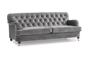 Howard Riviera 3-sits Sammetssoffa - Ljusgrå - Möbler - Soffa - Howardsoffor